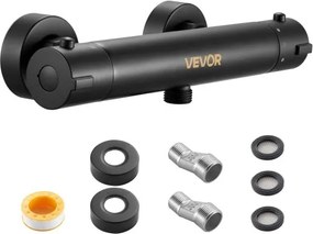 VEVOR Douchekraan met thermostatische douchemengkraan, douchekraan met 38 °C veiligheidsslot, douchekraankraan, badkraan, temperatuurregelventielen voor badkamer, camper, hotel, matzwart