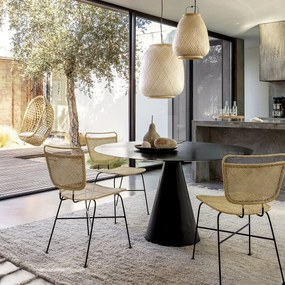 Tafel in staal met used effect, Ø120 cm, Mayra