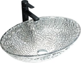 Mexen Goa glazen opzetwastafel 50 x 36 cm, transparant - 24085000