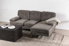 Jörn Reims Sofa - Bank met Chaise Longue - 3-Zitsbank - Grijs Stof - Jorn