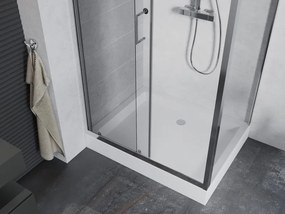 Mexen Apia schuifbare douchecabine 100 x 80 cm, transparant, chroom + Rio douchebak - 840-100-080-01-00-4510