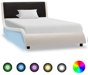 vidaXL Bedframe met LED kunstleer wit en zwart 90x200 cm