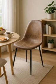 Zwarte Teok Vintage Kunstlederen Stoel