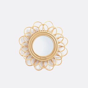 Spiegel in rotan, dubbel bloemvormigØ36 cm, Nogu