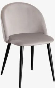 Kana Gestoffeerde Eetkamerstoelen Set Van 2, Staal Zwart & Fluwelen Grijs – Taupe & Fluwelen - Sklum