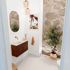 Mondiaz Joya DLux 70cm toiletmeubel ronding rechts ruby met wastafel faye links zonder kraangat ostra