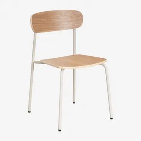 Set Van 4 Stapelbare Eetkamerstoelen Van Ijzer En Hout Wilpier Tapioca Beige & Natuurlijk Hout - Sklum