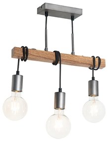 QAZQA Industriële hanglamp bruin met staal 3-lichts - Gallow Industriele / Industrie / Industrial E27 Binnenverlichting Lamp