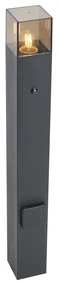 Modern buiten paaltje zwart met smoke glas 70cm met schemersensor IP44 - Denmark Modern E27 IP44 Buitenverlichting