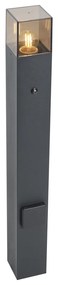 Modern buiten paaltje zwart met smoke glas 70cm met schemersensor IP44 - Denmark