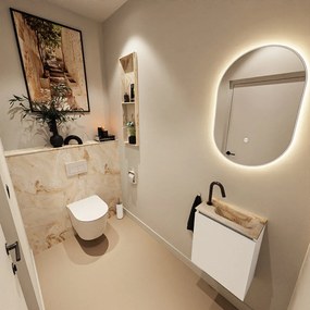 Mondiaz Ture DLux toiletmeubel 40cm talc met wastafel frappe rechts met kraangat