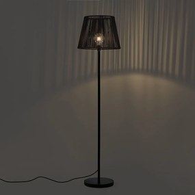 Buiten vloerlamp zwart met kap zwart touw IP44 - Virginia Jayla