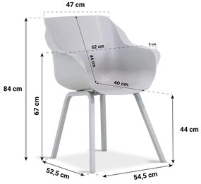 Tuinset 6 personen 260 cm Kunststof Grijs Hartman Sophie