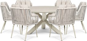 Tuinset Ronde Tuintafel 6 personen 150 cm Rope Zand/Beige  Lifestyle Garden Furniture Tivoli/Xento