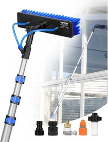 VEVOR Telescopische wasborstel met telescopische steel, 3,6 m lange telescopische steel met uitschuifbare steel, 180° draaibare borstelkop en 20 m slang, voor huishoudelijk en buitengebruik voor caravanzonnepanelen.