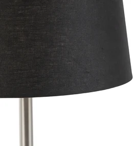 Stoffen Moderne tafellamp staal met zwarte kap 35 cm - Simplo Modern E27 rond Binnenverlichting Lamp