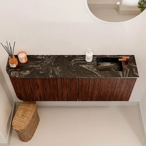 Mondiaz Joya DLux 110cm toiletmeubel ronding links ruby met wastafel faye rechts 1 kraangat lava