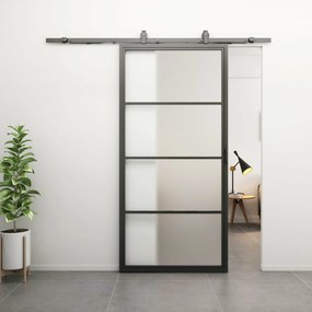 Stalen Schuifdeur - 4-vaks Met Helder Glas - Zwart - Incl. Rails