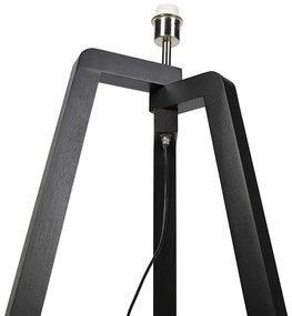 Landelijke vloerlamp tripod zwart zonder kap - Puros
