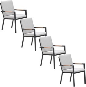 Garden Impressions Kasper tuinstoel stapelbaar donker grijs - 4 stuks