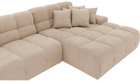 Goossens Excellent Bank Kubus - 30 X 30 Cm Stiksel wit, stof, 1,5-zits, modern design met chaise longue rechts
