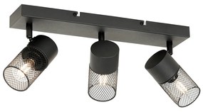 Industriële plafondSpot / Opbouwspot / Plafondspot zwart 3-lichts verstelbaar - Jim Industriele / Industrie / Industrial E14 Binnenverlichting Lamp