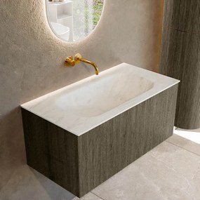 Mondiaz Kurve-dlux 90cm badmeubel shadow met 1 lade en wastafel big small midden zonder kraangat opalo