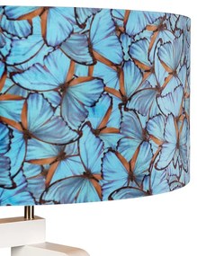 Vloerlamp tripod hout met vlinders velours kap 50 cm - Puros Modern E27 Binnenverlichting Lamp