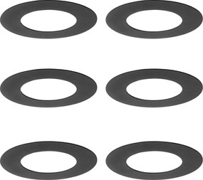 Set van 6 opvulringen zwart voor inbouwspots 7,5 - 13 cm - Spacer