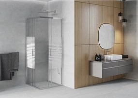 Mexen Rio vierkante douchecabine 90 x 90 cm, witte strepen, chroom - 860-090-090-01-20