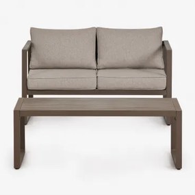 Tuinset Met 2-zitsbank En Salontafel Van Aluminium 110x55cm Lipov Bruin – Chocolade - Sklum