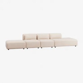 3-delige Modulaire Bank Met Rechter Chaise Longue En Poef Fogler Teddystof Crème Beige - Sklum