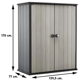 Keter high store opbergkast - 139,5x77x170 cm.