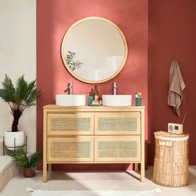 Wastafelmeubel met 4 lades in riethout L120cm, Lumpa