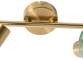 Art Deco spot goud met groen glas 2-lichts - Vidro
