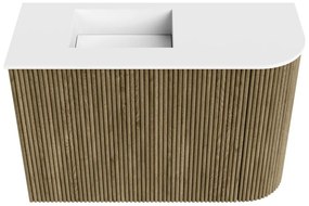 Mondiaz Joya 60cm toiletmeubel ronding rechts dusk met wastafel faye links 1 kraangat talc