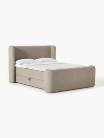 Bouclé boxspring bed Perla met opbergruimte