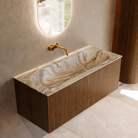 Mondiaz Kurve-dlux 110cm badmeubel dusk met 1 lade en wastafel big medium midden zonder kraangat glace