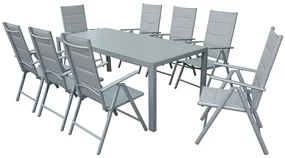 Garden Point lichtgrijze aluminium tuinmeubelen met grote Polywood Verona tafel voor 10 personen