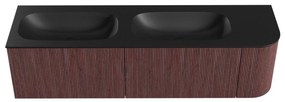 Mondiaz Kurve 165cm badmeubel ronding rechts ruby met 2 lades en 1 deur en wastafel big small dubbel/links zonder kraangat urban