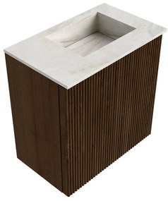 Mondiaz Joya DLux 40cm toiletmeubel walnut met wastafel faye rechts zonder kraangat ostra