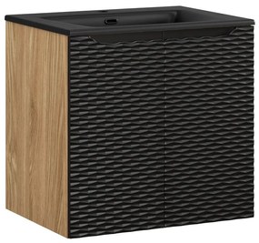 Comad Ocean Black badmeubel 60cm met 2 deuren en wastafel zwart mat