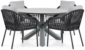 Tuinset Ronde Tuintafel 4 personen 130 cm Aluminium/rope Grijs Coco Puerto/Orino