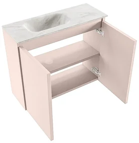 Mondiaz Ture DLux toiletmeubel 60cm rosee met wastafel ostra links zonder kraangat