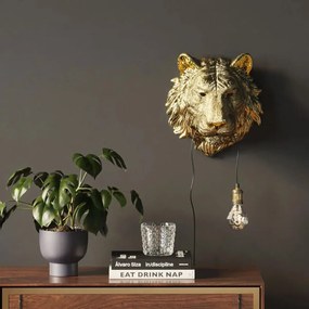 Kare Design Tiger Head Gouden Tijger Wandlamp