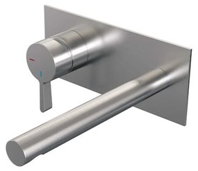 Brauer Brushed Edition ColdStart wastafelkraan inbouw rechte uitloop met achterplaat model E2 RVS geborsteld PVD