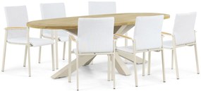 Tuinset 6 personen 240 cm Aluminium/textileen Taupe Lifestyle Garden Furniture Brandon/Brookline