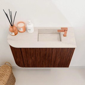 Mondiaz Joya DLux 60cm toiletmeubel ronding links ruby met wastafel faye rechts 1 kraangat meli