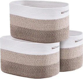 VEVOR Katoenen mand, 22 L, Set van 3 opbergmanden, Geweven mand met handvatten, Decoratieve plankorganizer, Opbergmand voor het organiseren van boeken, kleding, woonkamer, 380 x 250 x 225 mm
