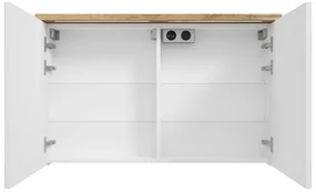 Fontana Grado spiegelkast met verlichting 100cm 2 deuren warm eiken